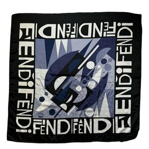 NWOT Fendi Black and Blue Graphic Scarf